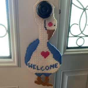 Handmade Goose Welcome doorknob hanger